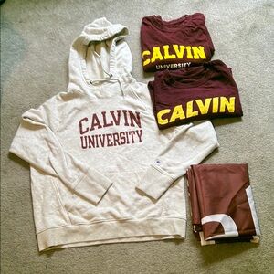 Champion Gray Calvin University Hoodie te shirts & flag Lot Women’s L
